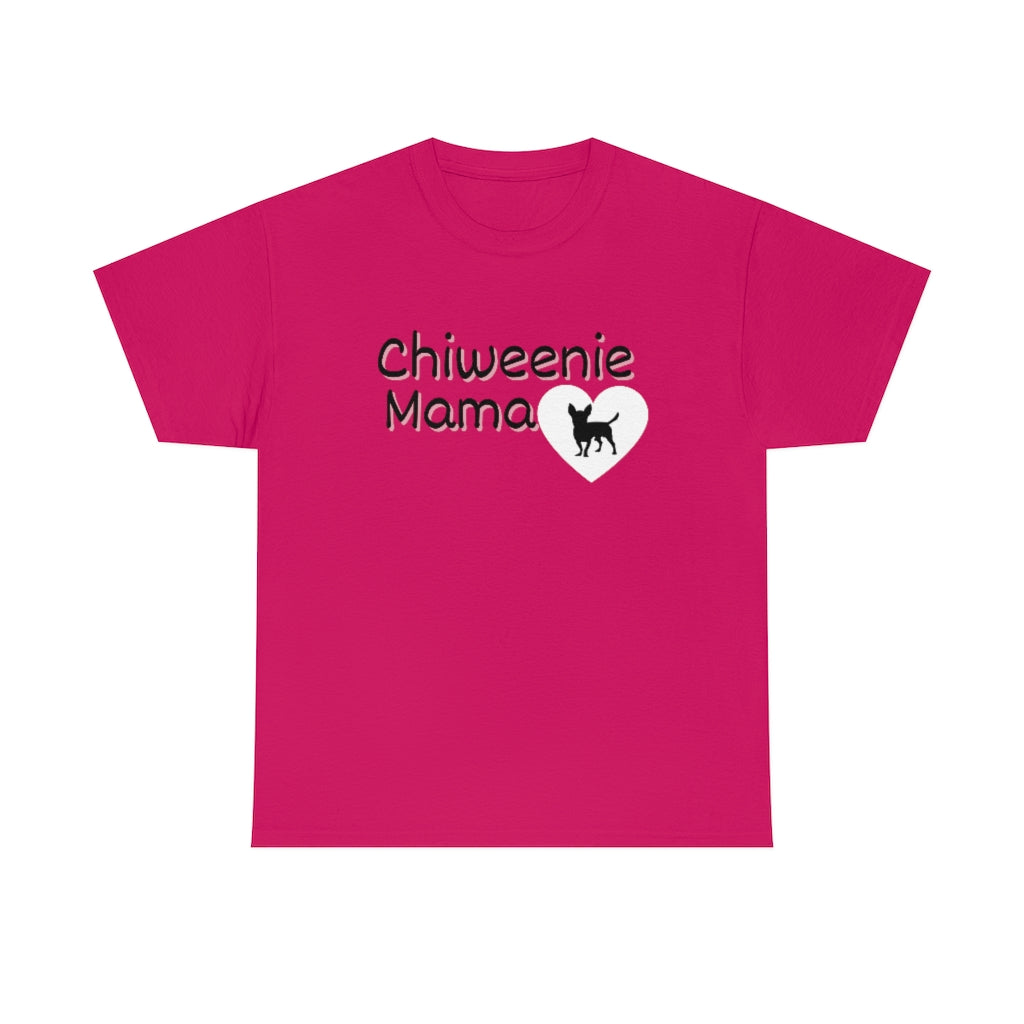 Chiweenie Mom Small Heart Cotton T-Shirt-T-Shirt-Printify-Heliconia-S-5.25designs-veteran-family business-florida-melbourne-orlando-knit-crochet-small business-