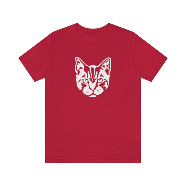 Cat Face Short Sleeve Tee-T-Shirt-Printify-Red-S-5.25designs-veteran-family business-florida-melbourne-orlando-knit-crochet-small business-