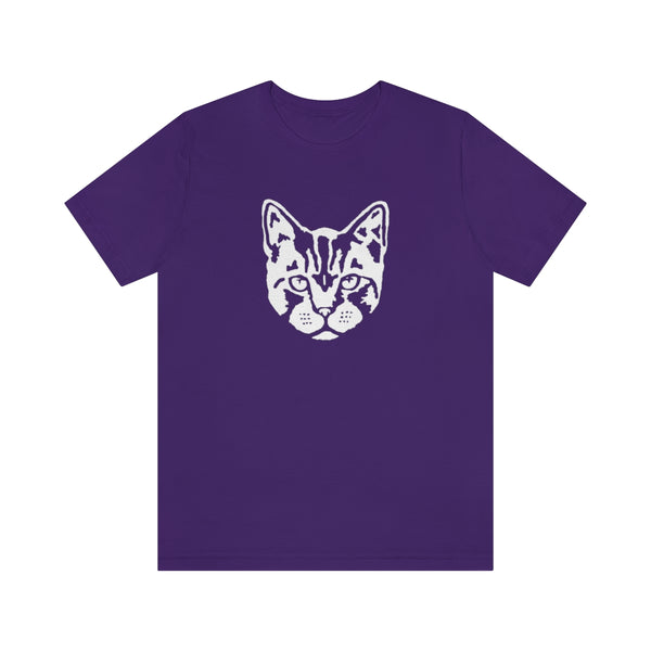 Cat Face Short Sleeve Tee-T-Shirt-Printify-Team Purple-S-5.25designs-veteran-family business-florida-melbourne-orlando-knit-crochet-small business-