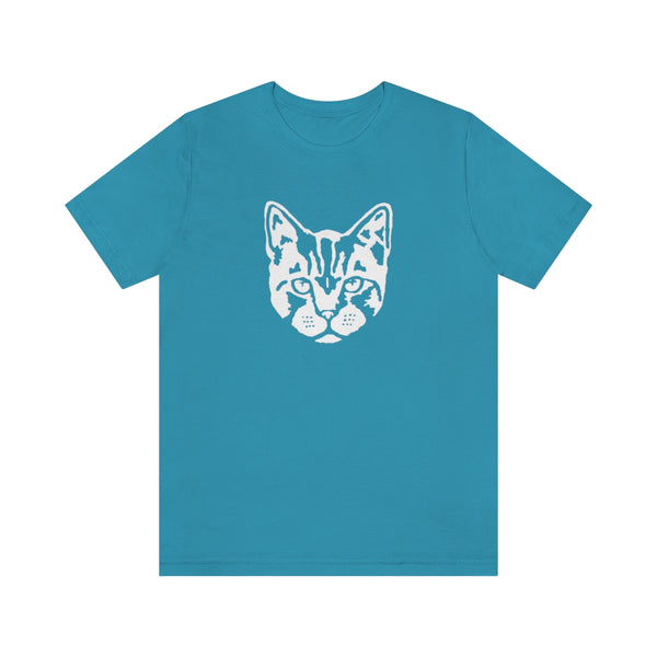 Cat Face Short Sleeve Tee-T-Shirt-Printify-Aqua-S-5.25designs-veteran-family business-florida-melbourne-orlando-knit-crochet-small business-