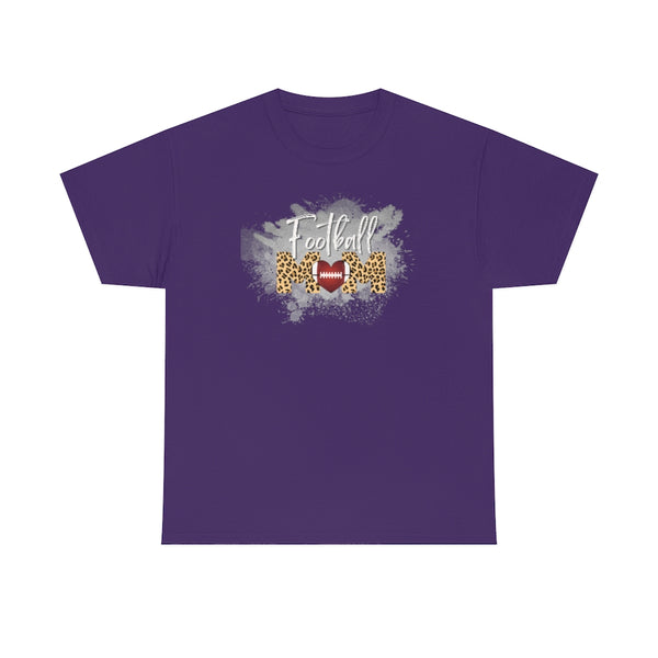 Paint Splash Leopard Print Football Mom Cotton T-Shirt-T-Shirt-Printify-Purple-S-5.25designs-veteran-family business-florida-melbourne-orlando-knit-crochet-small business-