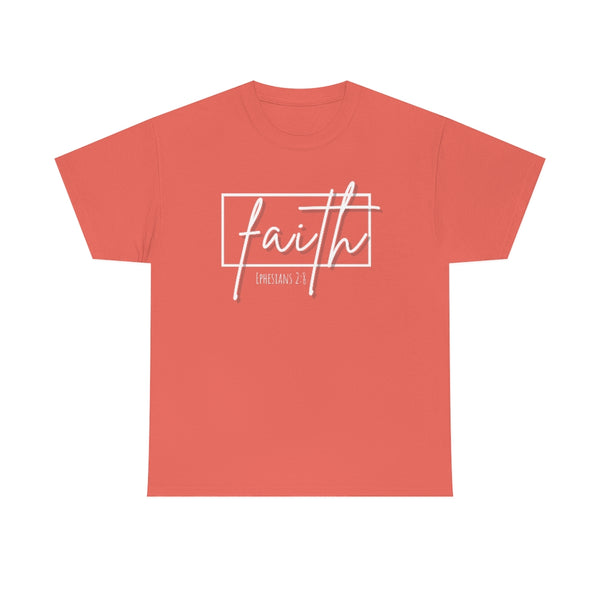 Faith Cotton T-Shirt-T-Shirt-Printify-Coral Silk-S-5.25designs-veteran-family business-florida-melbourne-orlando-knit-crochet-small business-
