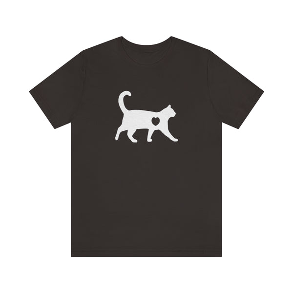 Cat Love Short Sleeve Tee-T-Shirt-Printify-Brown-S-5.25designs-veteran-family business-florida-melbourne-orlando-knit-crochet-small business-