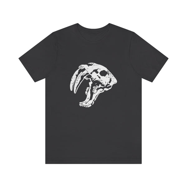 Sabretooth Cat Skull Unisex Jersey Short Sleeve Tee-T-Shirt-Printify-Dark Grey-S-5.25designs-veteran-family business-florida-melbourne-orlando-knit-crochet-small business-