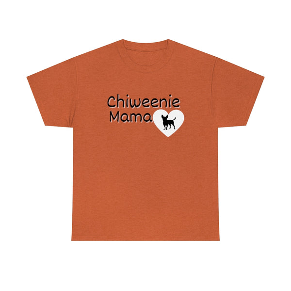 Chiweenie Mom Small Heart Cotton T-Shirt-T-Shirt-Printify-Antique Orange-S-5.25designs-veteran-family business-florida-melbourne-orlando-knit-crochet-small business-