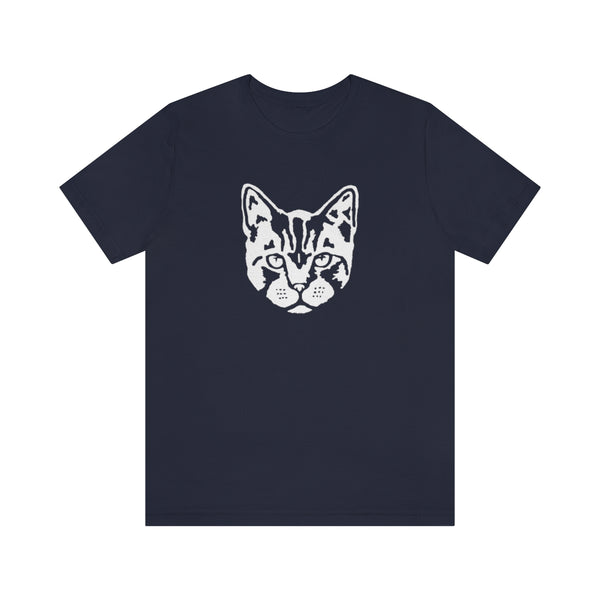 Cat Face Short Sleeve Tee-T-Shirt-Printify-Navy-S-5.25designs-veteran-family business-florida-melbourne-orlando-knit-crochet-small business-