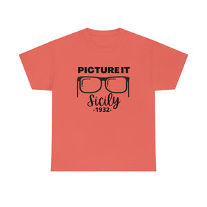Sophia Picture It with Glasses Cotton TShirt-T-Shirt-Printify-Coral Silk-S-5.25designs-veteran-family business-florida-melbourne-orlando-knit-crochet-small business-