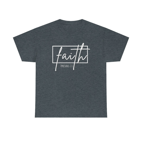 Faith Cotton T-Shirt-T-Shirt-Printify-Dark Heather-S-5.25designs-veteran-family business-florida-melbourne-orlando-knit-crochet-small business-